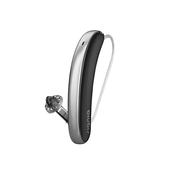 A Signia Styletto 5IX rests on a white background.